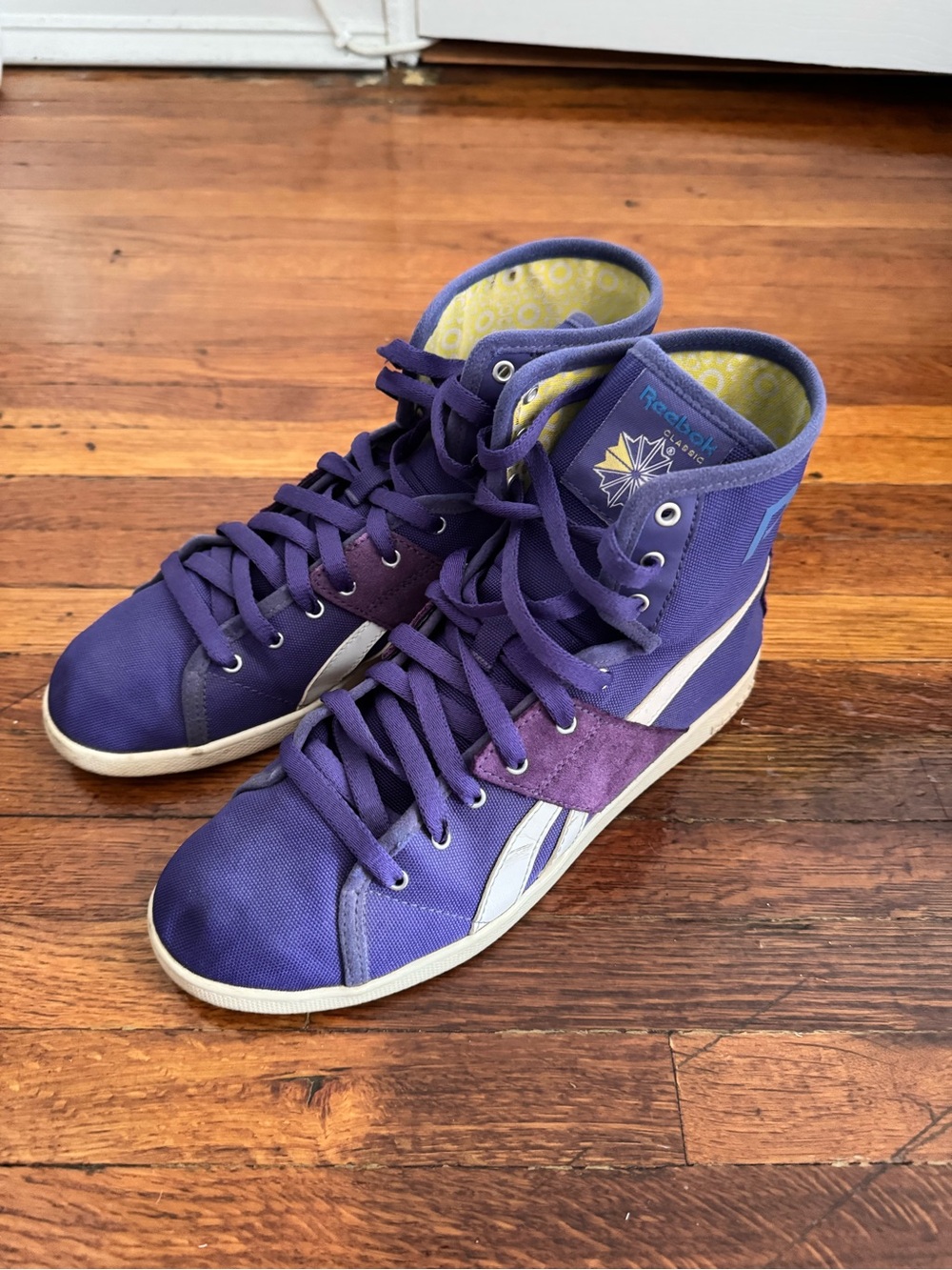 Reebok Purple High-Top Sneakers with White Stripe